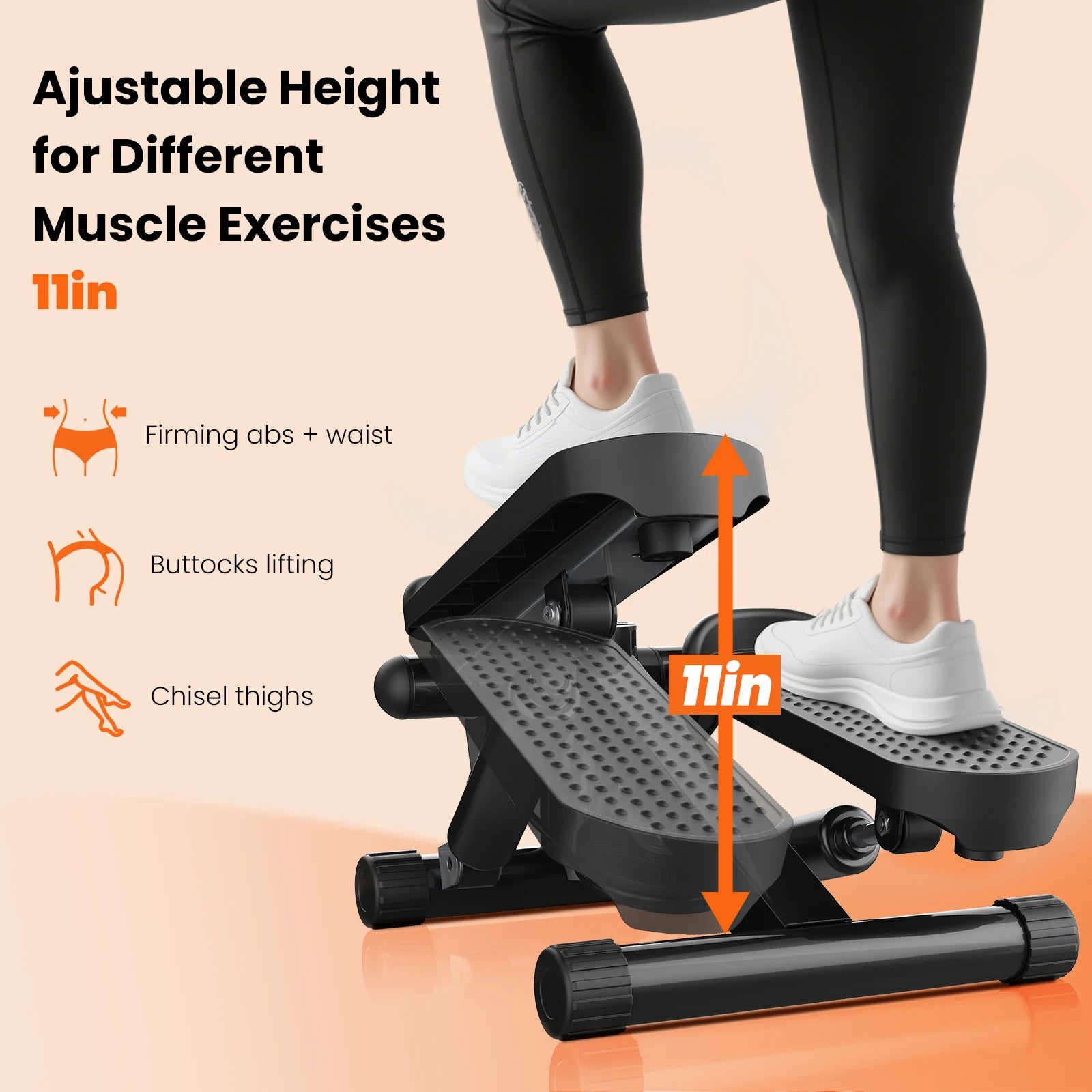 Mini Stepper med motståndsband och LCD-skärm, kapacitet 300 lbs