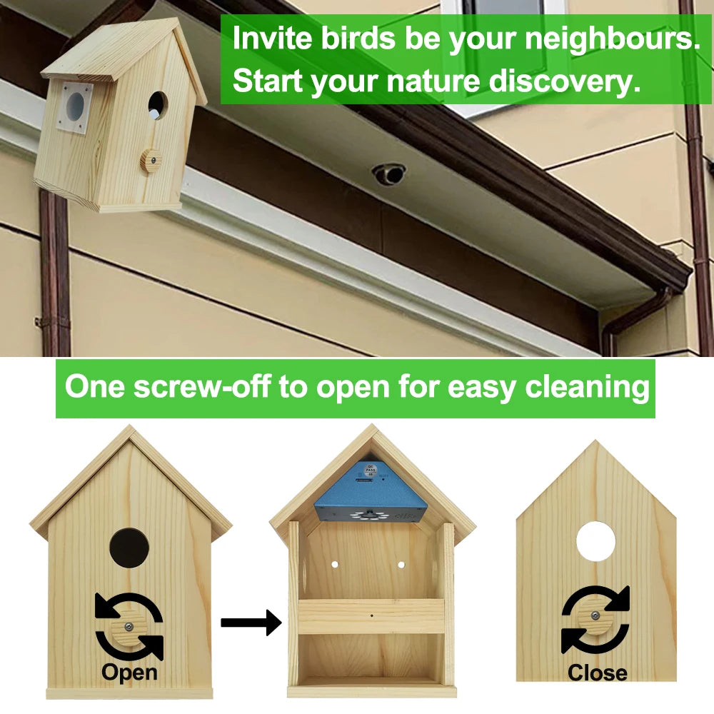 Smart WiFi Bird House Camera 4MP HD with Night Vision & App