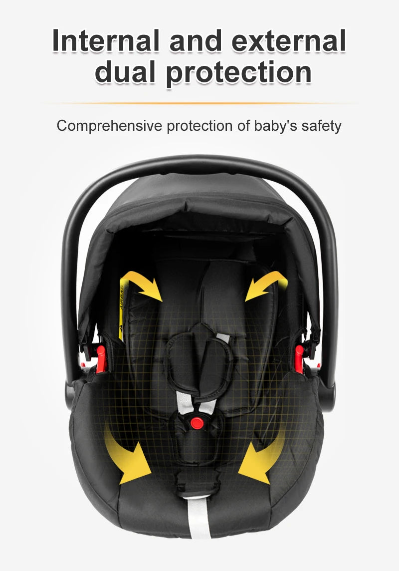 3-in-1 Luxurious Portable Baby Stroller with High Landscape Frame