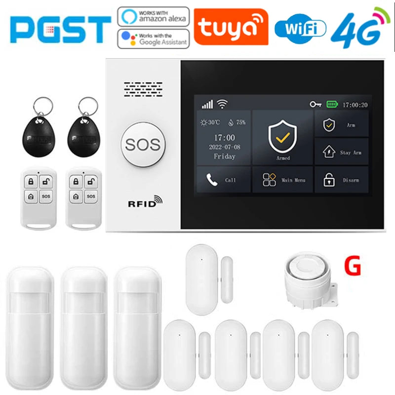 4.3-Inch Smart Home Alarm System with Touch Screen, WiFi, 4G, and Infrared Sensor