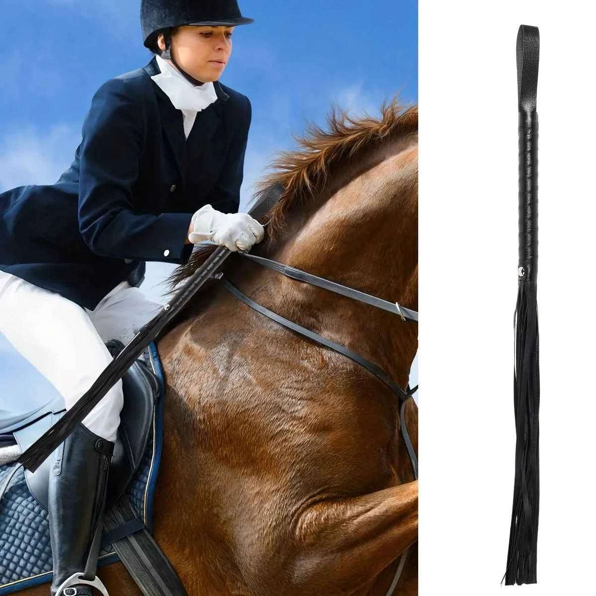 Braided Equestrian Whip, Black or Red