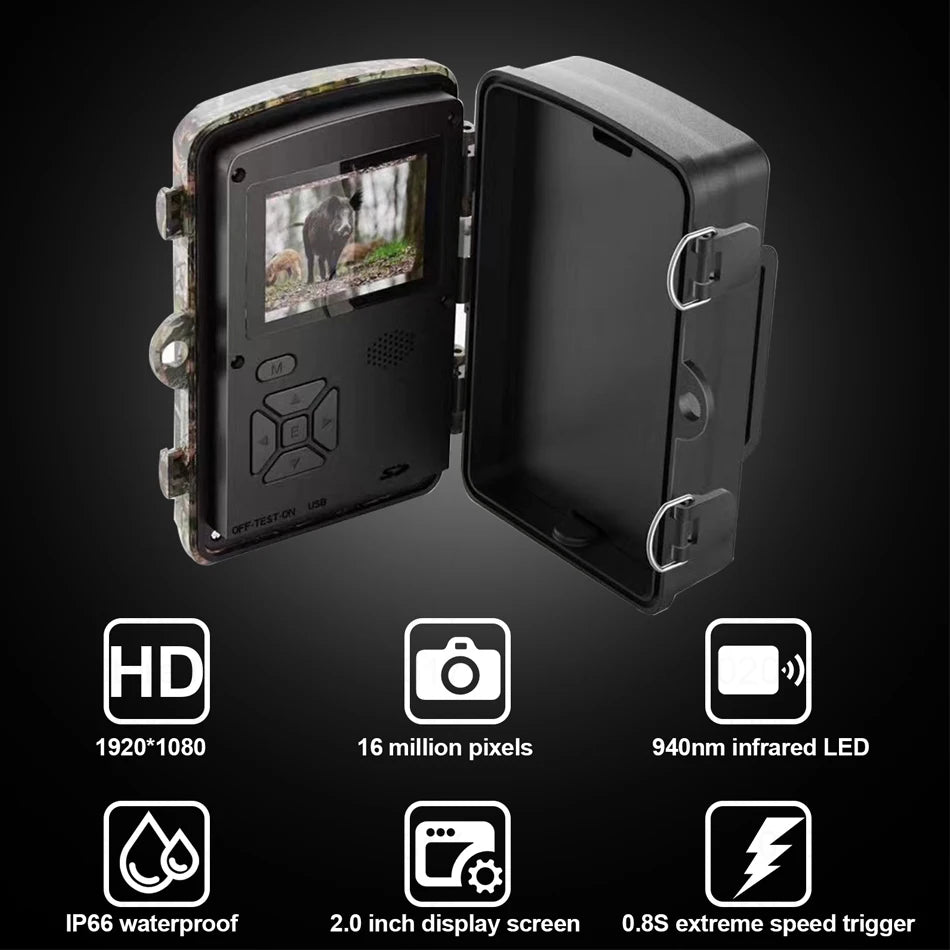 16MP 1080P Trail Camera with 940nm Night Vision and 32G Storage