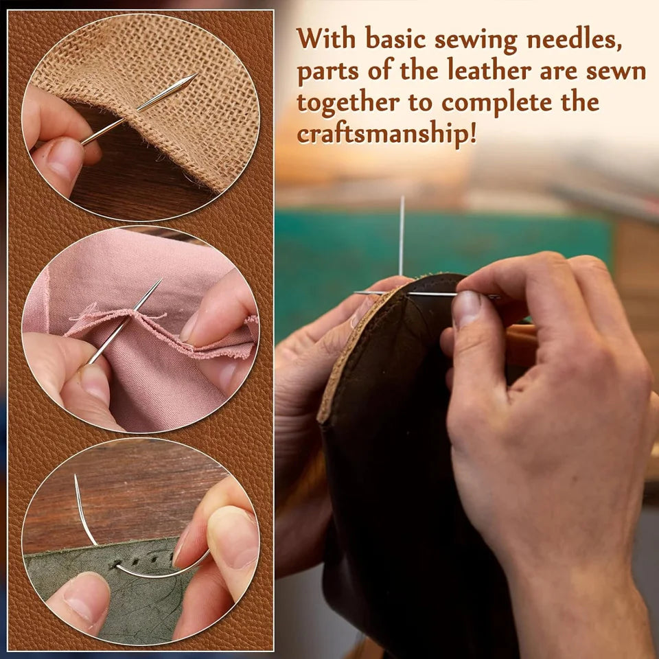 Leather Stitching Kit with Awl, Needles & 30m Waxed Thread