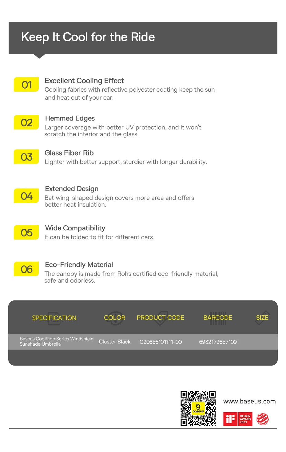 Baseus Car Windshield Sun Shade Umbrella Wider Hemmed Edges Cover Front Window Sunshades Summer Sun Protection Accessories