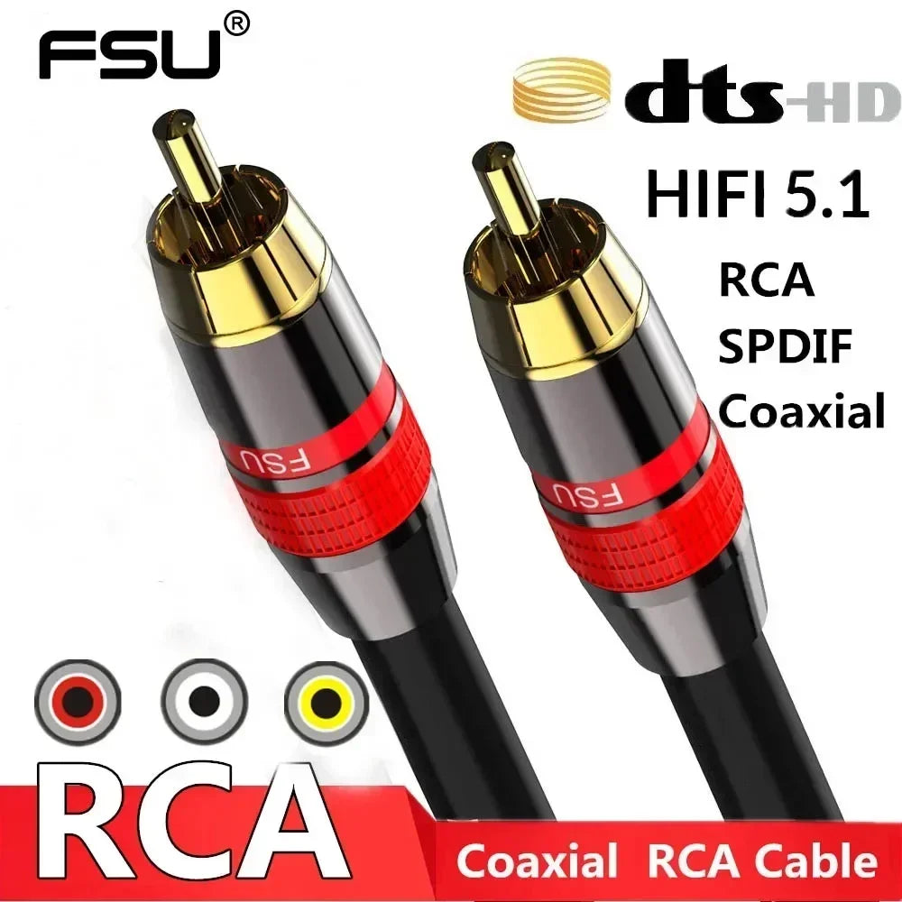 Coaxial Digital RCA Audio Cable, 0.5–5 m