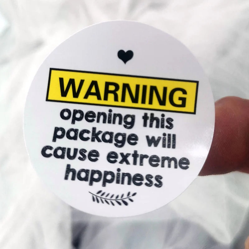 120Pcs Black and pink Adorable Warning Extreme Happiness Labels 1.5inch Thank You Packaging Stickers Gift Wrapping Envelope Seal