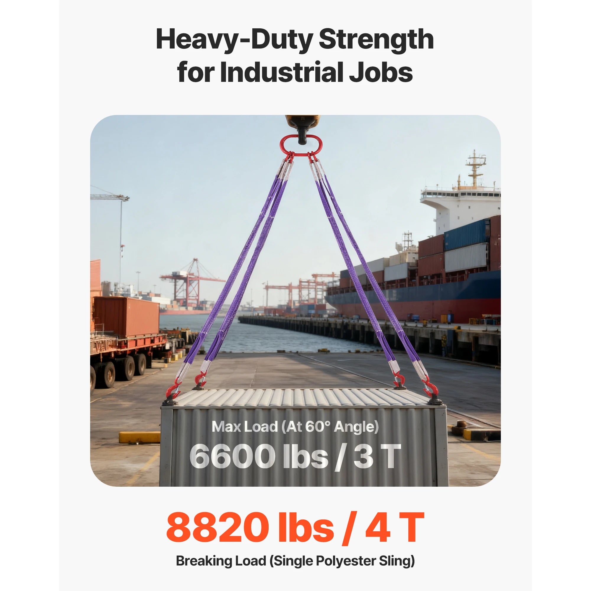 SucceBuy 5ft Lifting Sling Straps 4 Leg Polyester Bridle Sling with Hooks Rigging Strap Thickened Webbing Slings for Cranes
