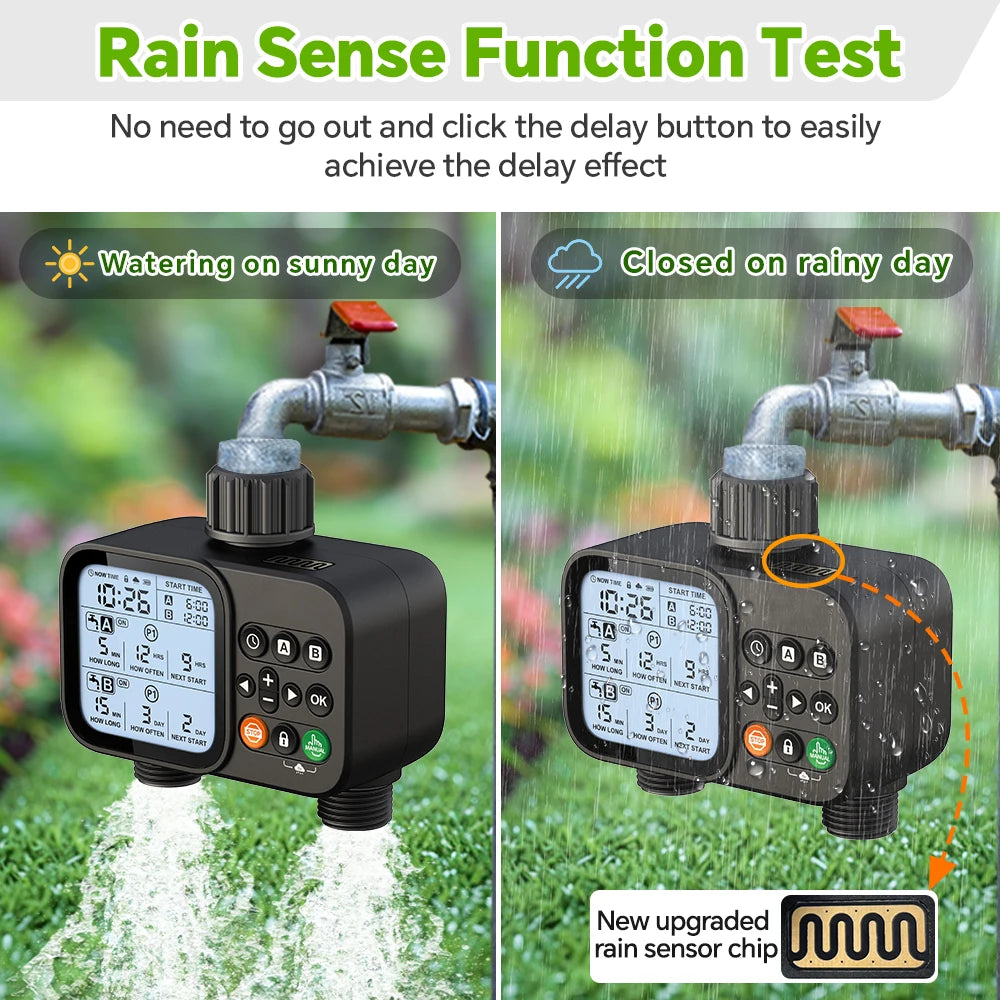Two-Outlet Garden Watering Timer with LCD