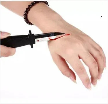 Halloween Trick People Simulation Dagger Funny Props Touching People Telescopic Bayonet Sliding Leaf Prank Child Toy Gadget