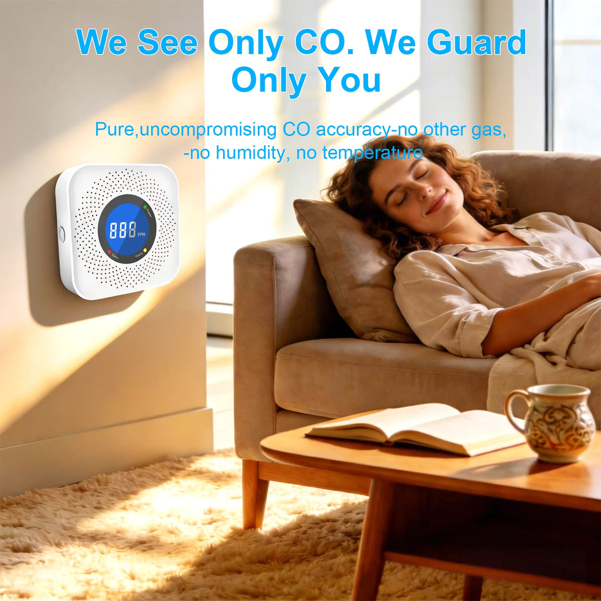 Carbon Monoxide Alarm Sensor with LCD Display, 85dB