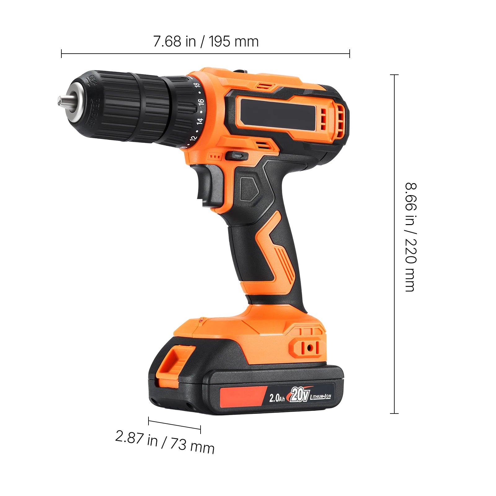 Cordless Drill Driver Kit with 32Nm Torque, 2 Batteries & 22pcs Set