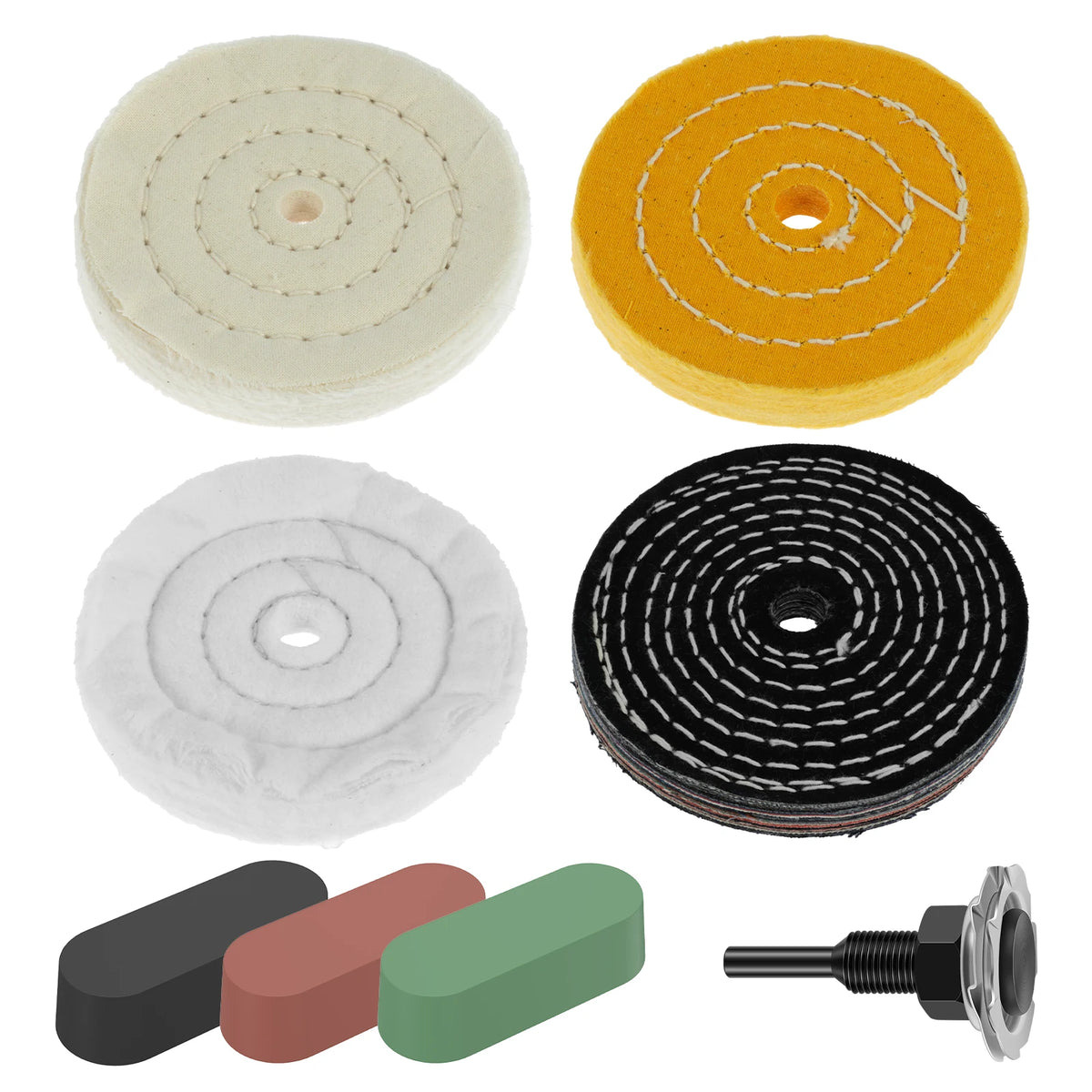 Kit di lucidatura e levigatura in cotone, 7 o 8 pezzi