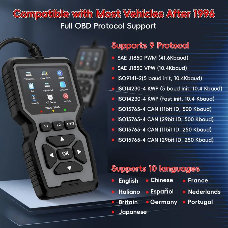 Scanner OBD2 Professionale con Diagnostica Motore in Tempo Reale e Reset Codici