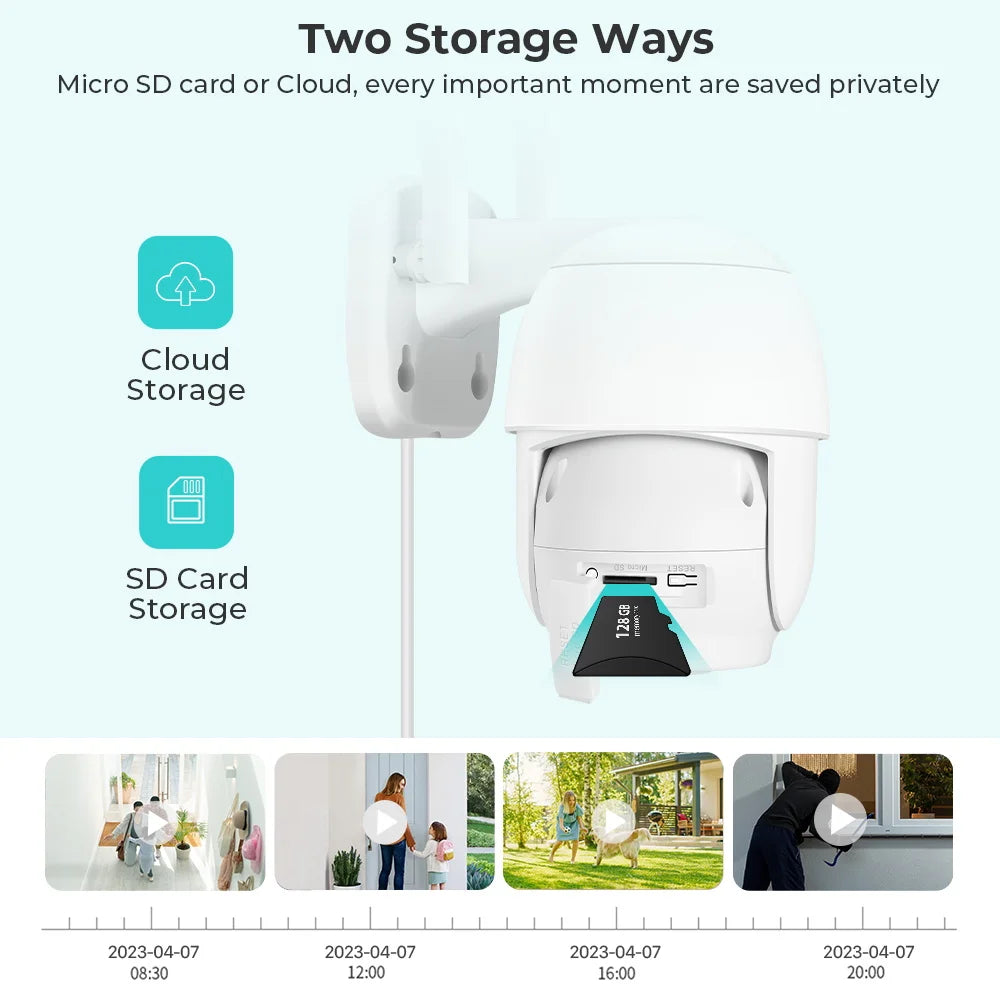 8MP 4K WiFi PTZ IP Camera with Auto Tracking and Two-Way Audio