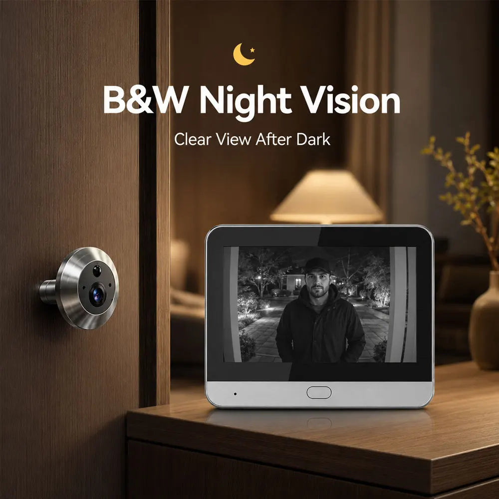 Mini caméras de sonnette WiFi 5 MP avec moniteur intérieur, écran 4.3 pouces, batterie rechargeable 5200 mAh, détection de mouvement PIR, vision nocturne noir et blanc, surveillance à distance, application Tuya, système de sécurité domestique