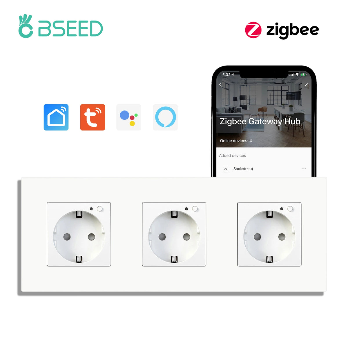 Enchufe inteligente Zigbee de pared – simple, doble o triple