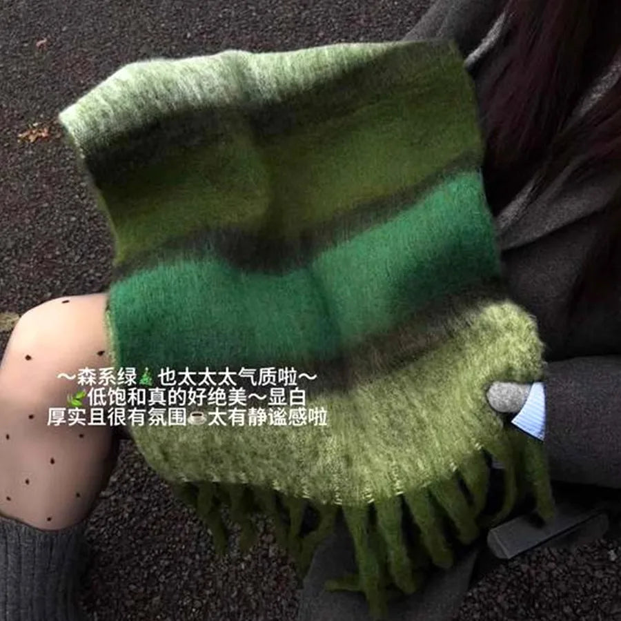 Kadın Bej Büyük Atkı – Kalınlaştırılmış Kış Şalı