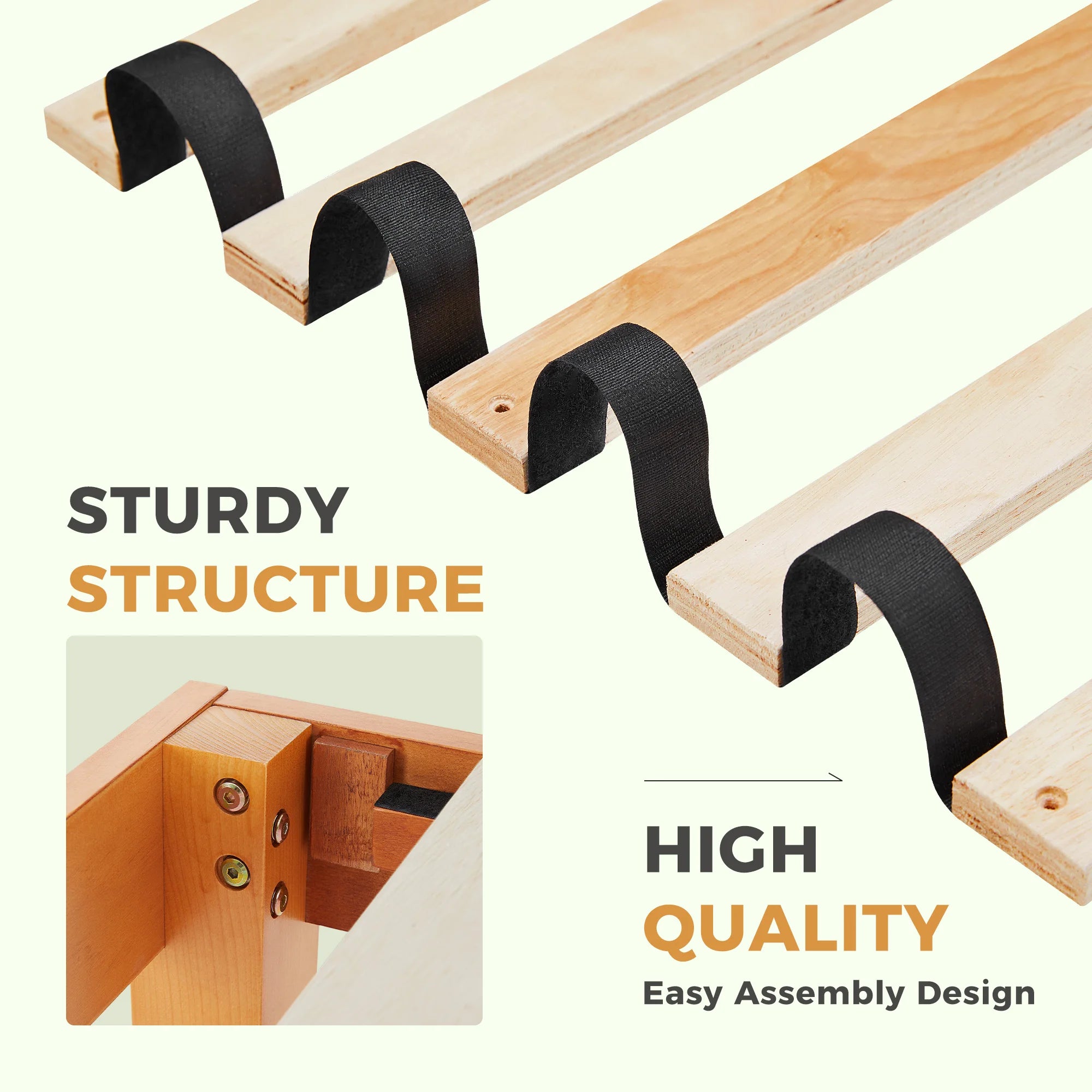 Solid Wood Bed Frame with Sturdy Slats, No Box Spring Needed