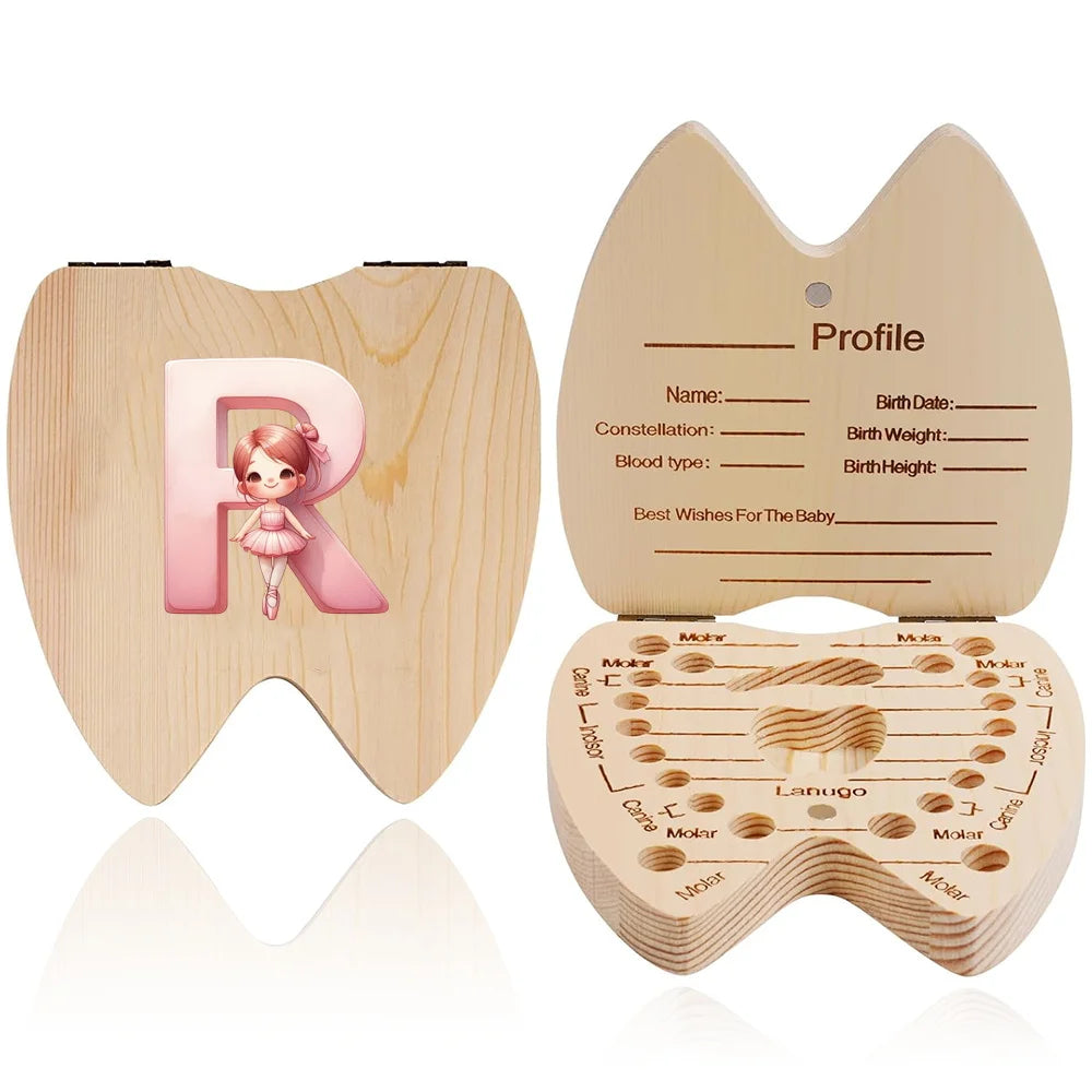 Wooden Baby-Tooth Keepsake Box, Letter Options