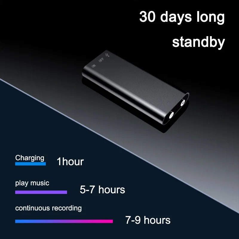 Miniaturowy dyktafon aktywowany głosem 64GB kieszonkowy dyktafon audio MP3