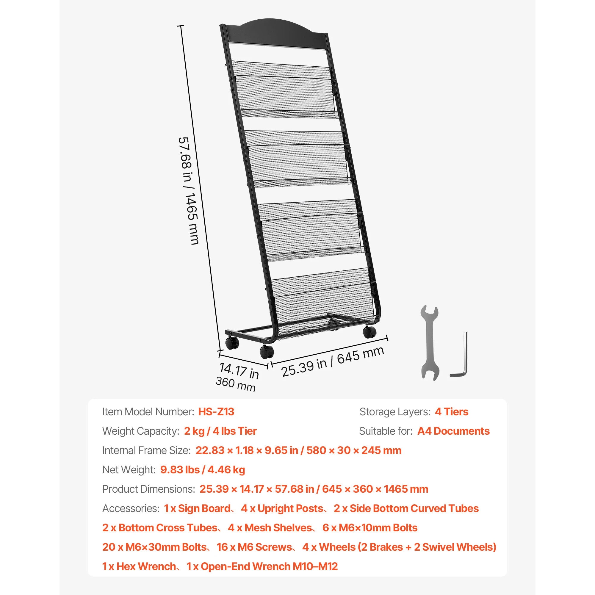 SucceBuy Brochure Display Rack Magazine Literature Display Stand Movable Floor Standing Magazine Rack Newspaper Catalog Holders