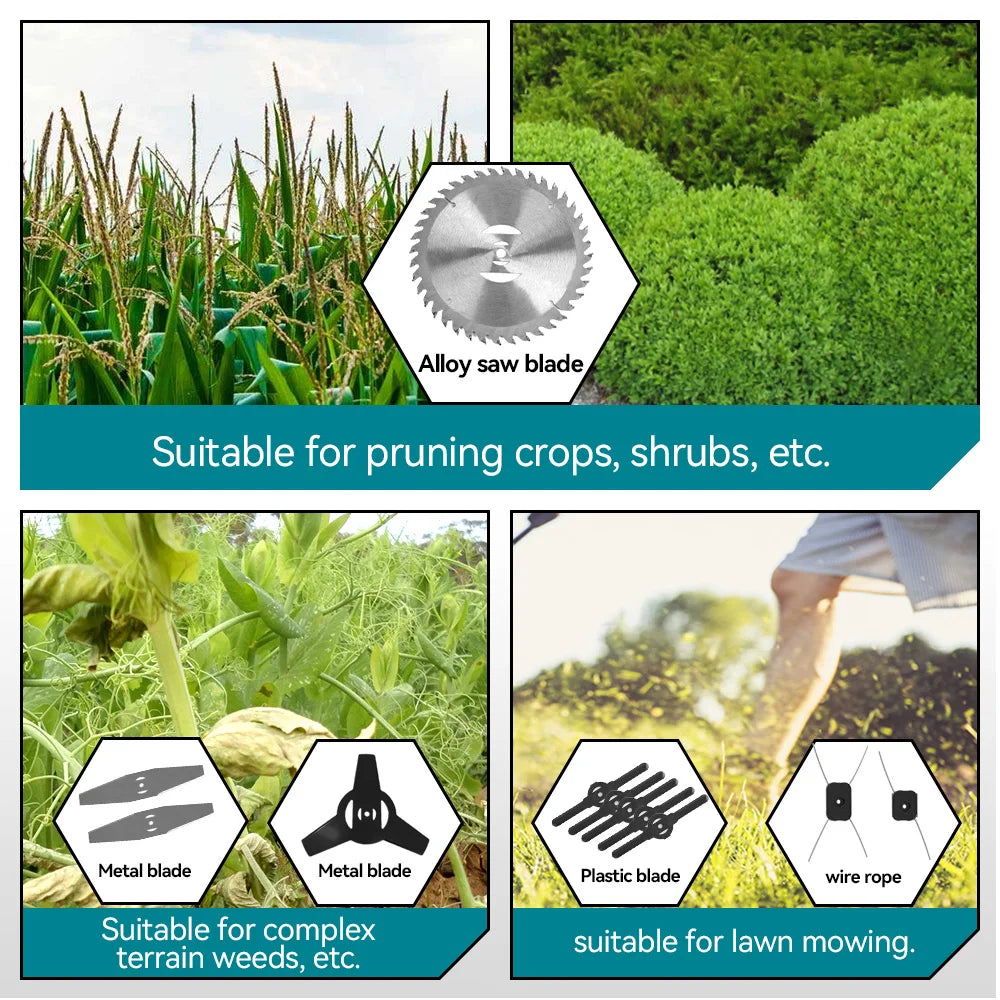 YOFIDRA 100-135cm Elektrischer Rasenmäher 1500W Kabelloser Klappbarer Trimmer Schneiden Beschneiden Garten Elektrowerkzeug Für Makita Akku Pin