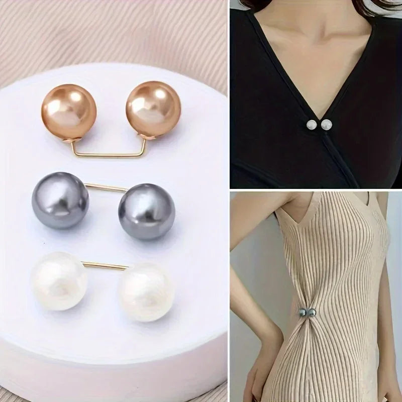 8PCS pearl non-slip safety pins Dress brooch decoration dress waist fastening pins collar adjustment scarf safety fashion
