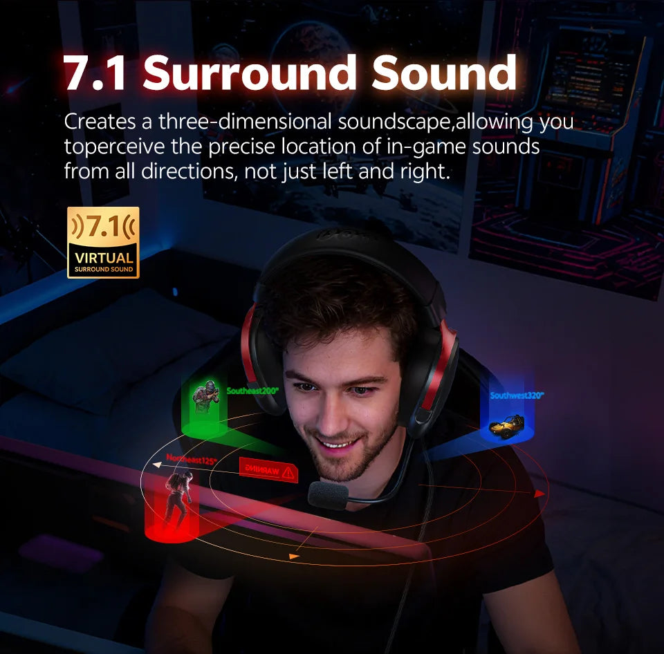 QCY VN200 Pro Bedrade Gaming Headset met 7.1 Geluid & Microfoon