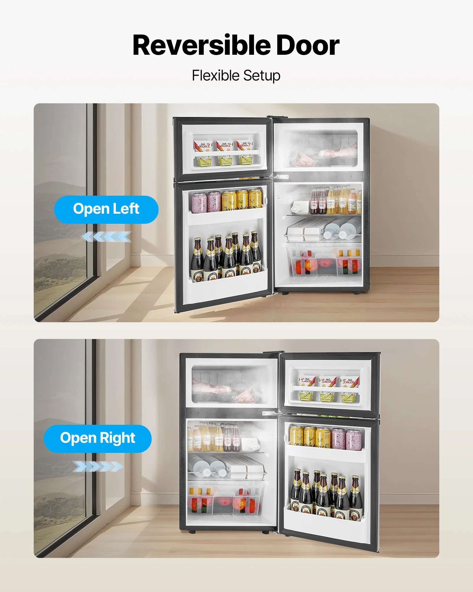 Mini Fridge with Freezer 3.2 Cu.Ft Two Door Compact Refrigerator