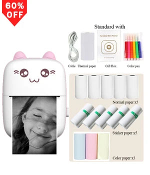 Portable Mini Thermal Printer Wirelessly BT 203dpi Photo Label Memo Wrong Question Printing With USB Cable Imprimante Portable