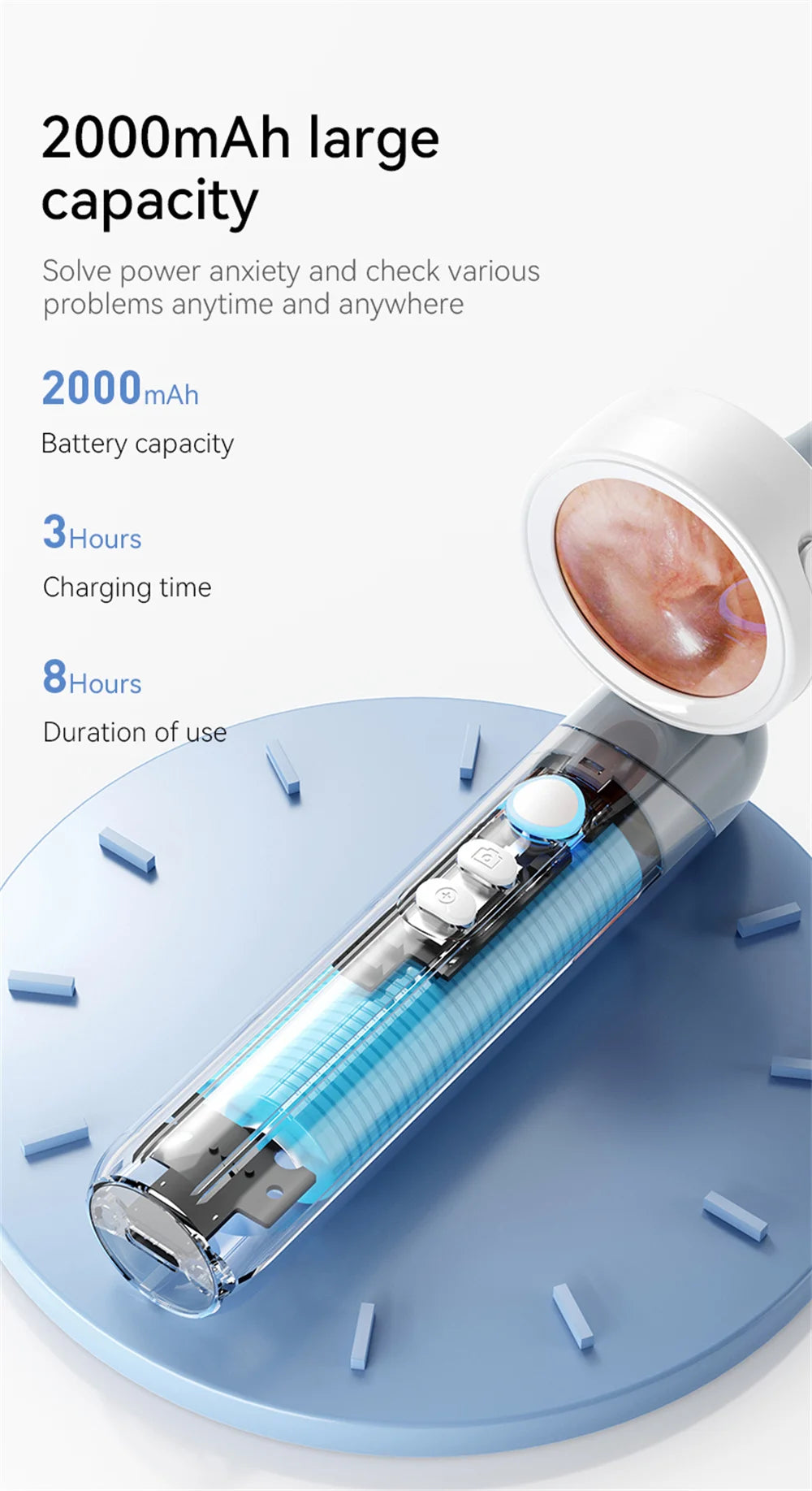 1080P Ear Camera Otoscope with 1.38" Screen and 4 LEDs