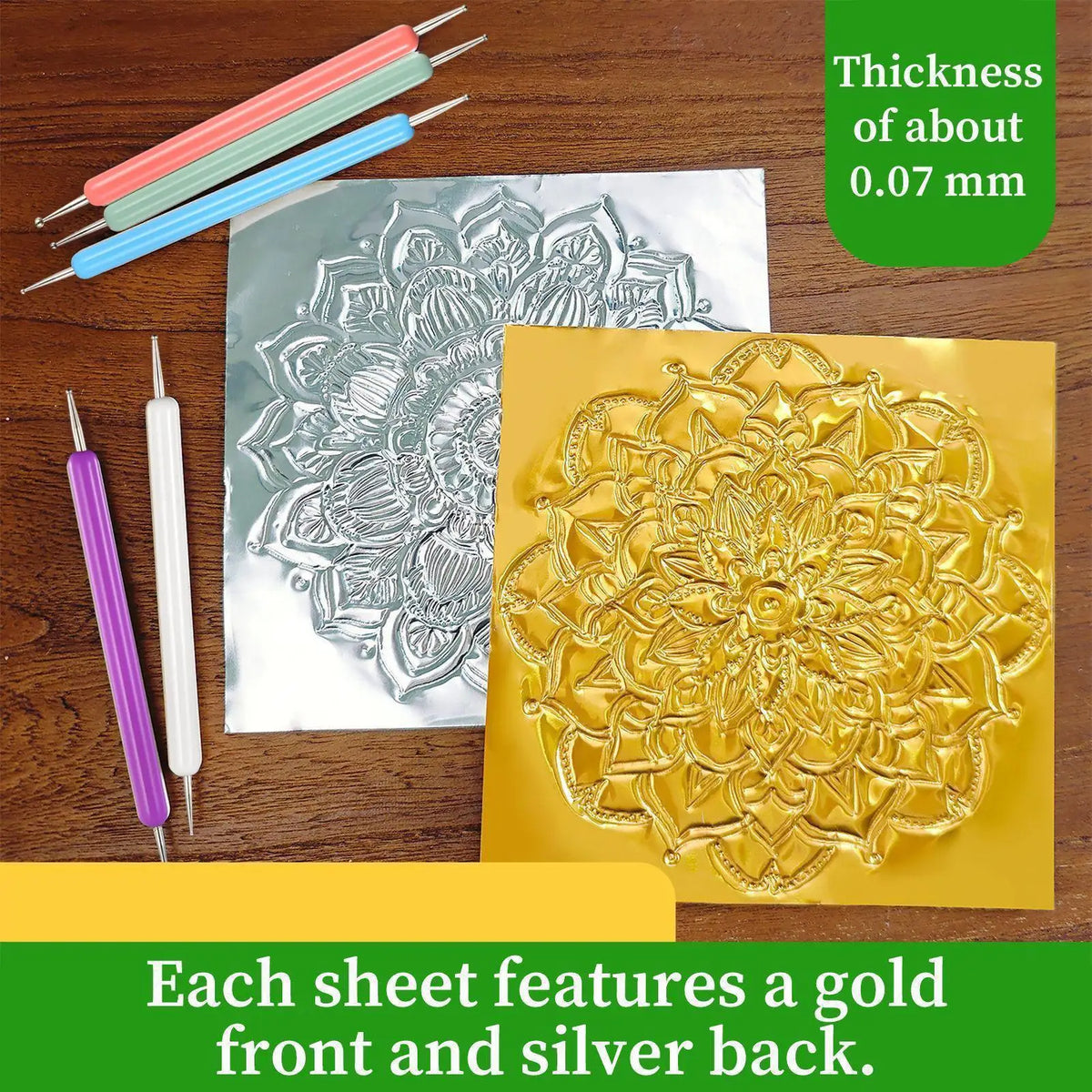 Aluminum Foil Embossing Art Tools Reusable Beginner Craft Kits for Painting Classroom Projects Greeting Card Making Home Decor