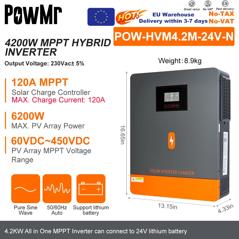 Inverter Solare Ibrido PowMr con Controller MPPT