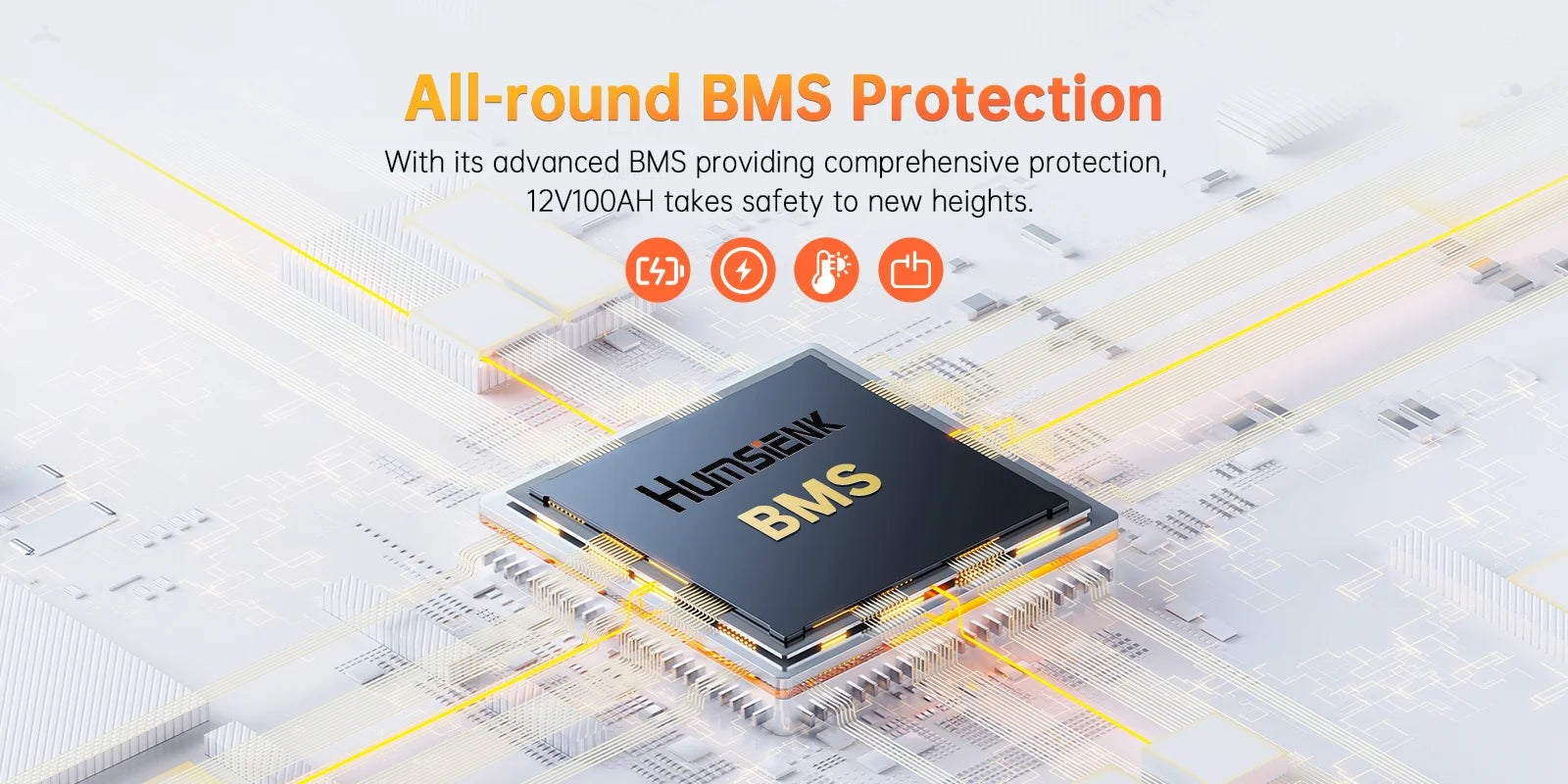 12V 100Ah LiFePO4-batteri 1280Wh med Bluetooth og 100A BMS