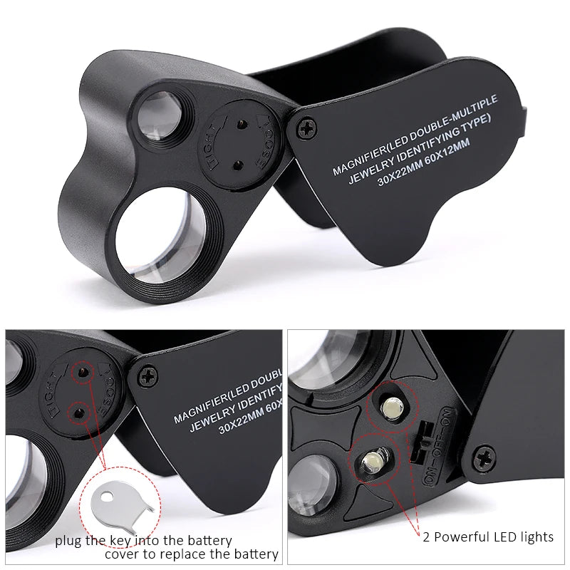 Folding Illuminated Jewellery Loupe