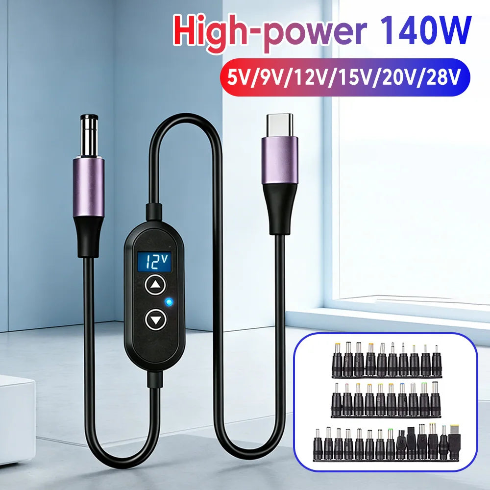 USB-C PD to DC Adjustable Power Cable