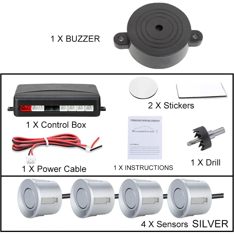 12 V Einparkhilfe-Set - Vier Sensoren mit 22 mm