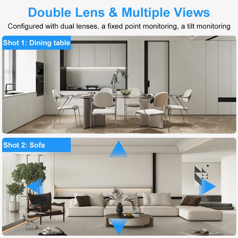 Caméra de sécurité WiFi à double objectif 6MP avec suivi automatique et audio