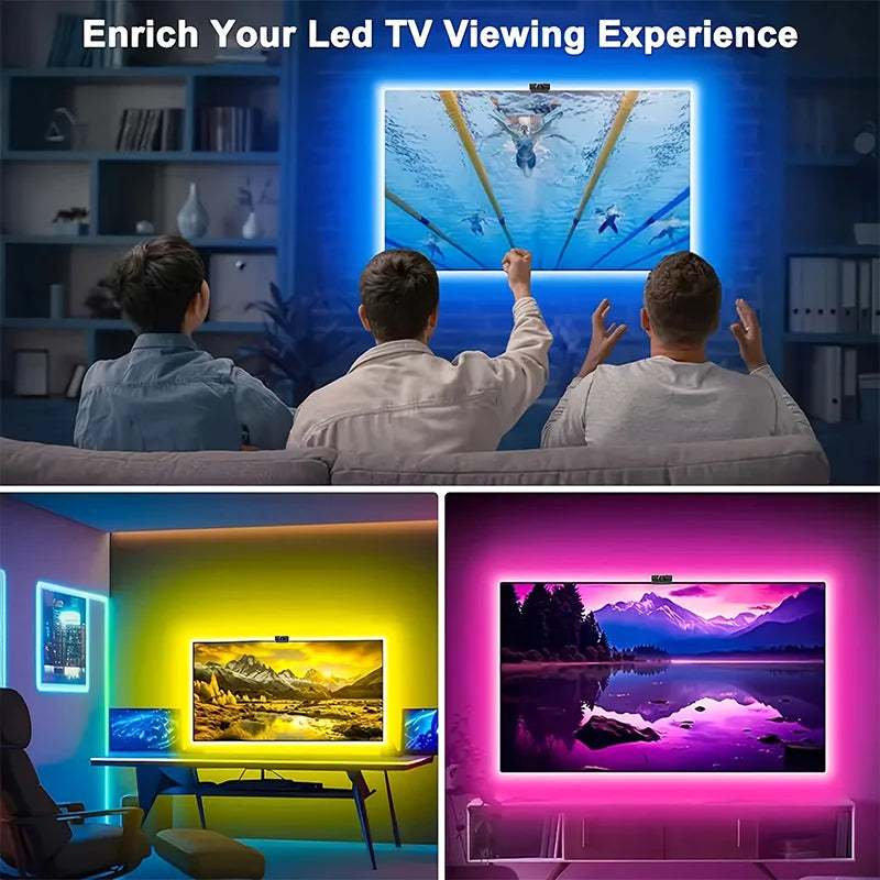 Kit de iluminação traseira RGBIC para TV com câmara