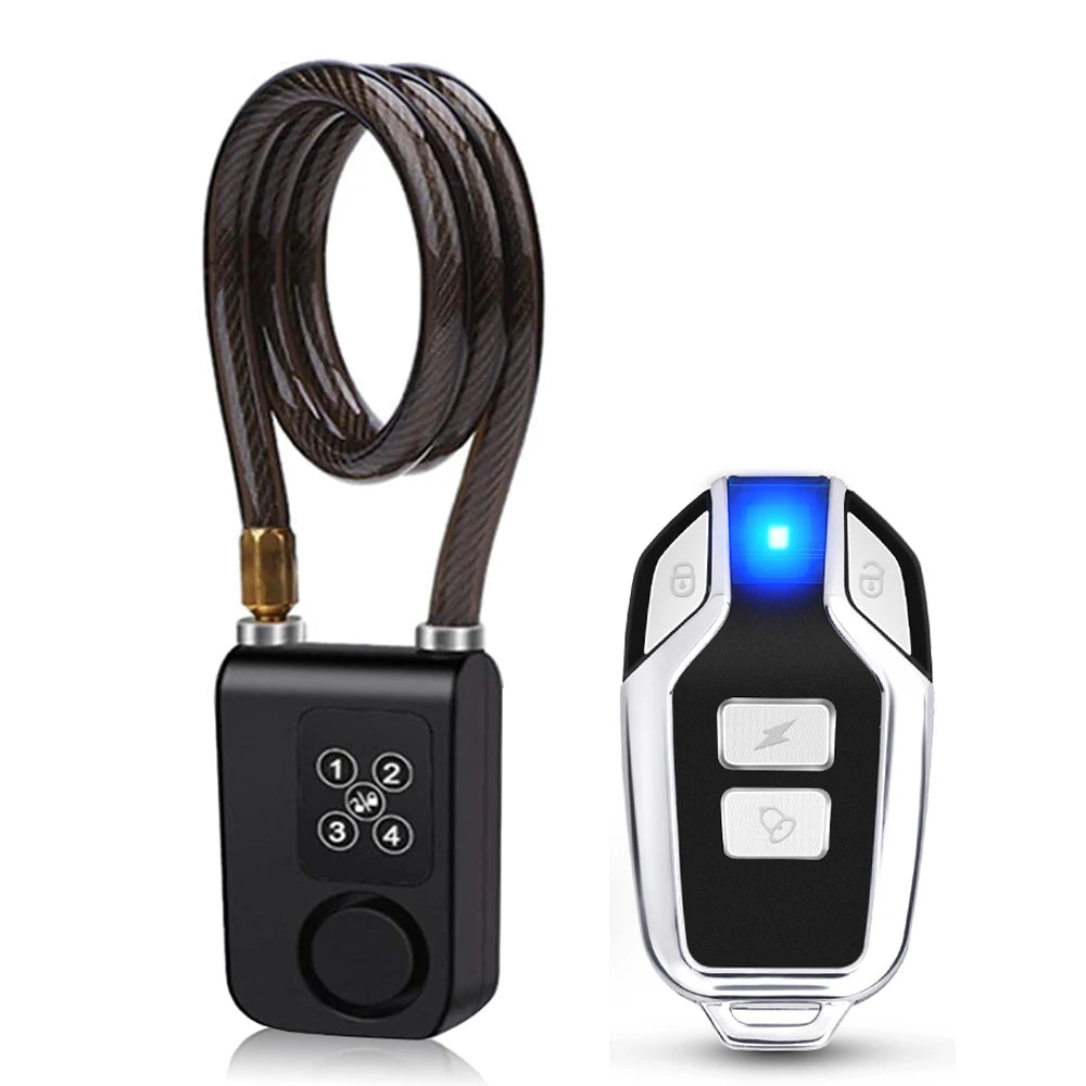 Bicycle Cable Alarm Lock with Remote