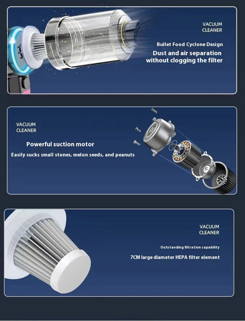 Wireless 690000Pa Car Vacuum Portabale Cleaner Cordless Handheld Vacuum High-power Vacuum Cleaner For Home Office Car New