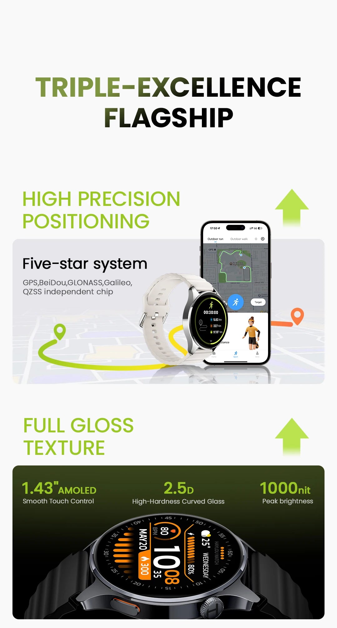HAYLOU Watch 4S ceas GPS cu afișaj AMOLED de 1,43 inch