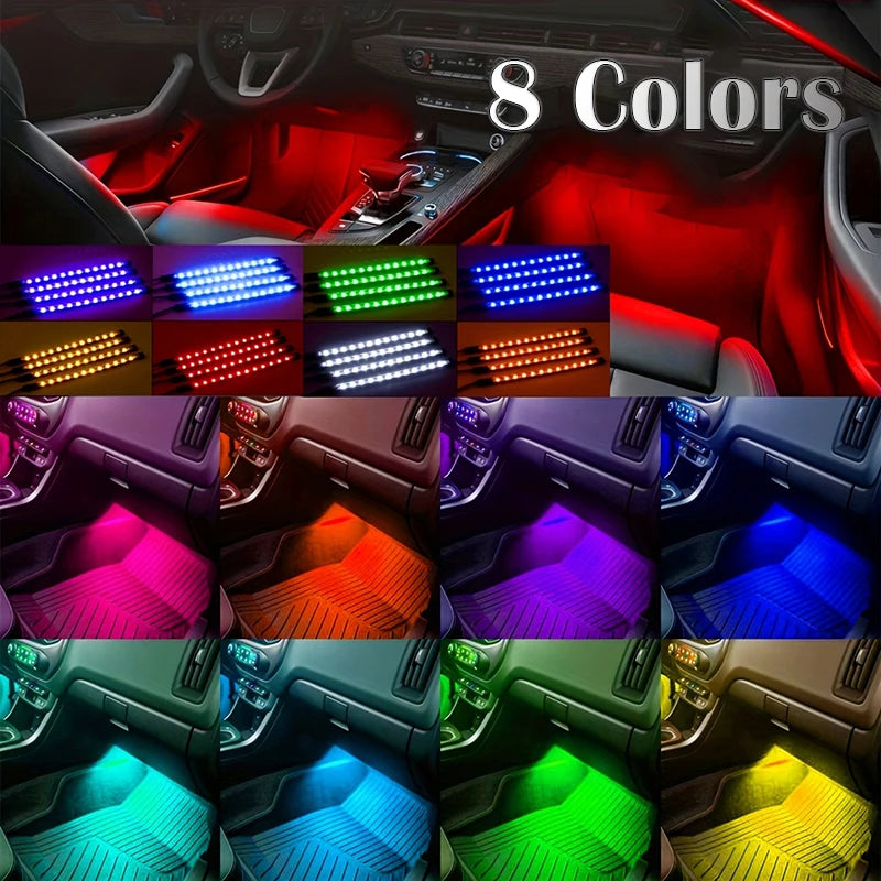 Four-Piece RGB Car Interior Light Set with App Control