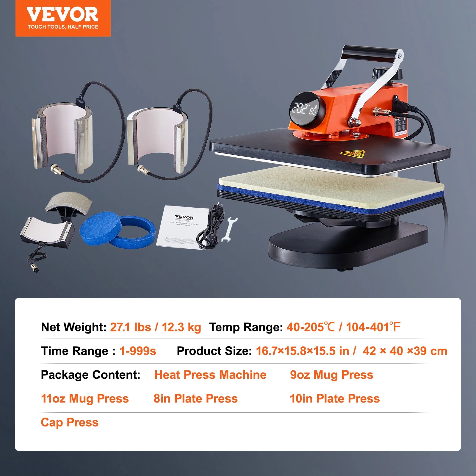 12x15 Heat Press Machine 5-in-1 Swing Away Sublimation Kit
