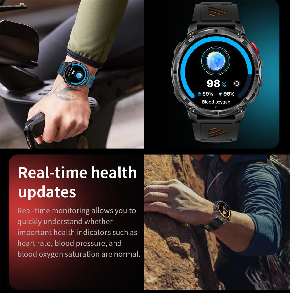 Ασύρματο εξωτερικό smartwatch με κλήσεις Bluetooth με πυξίδα & φακό