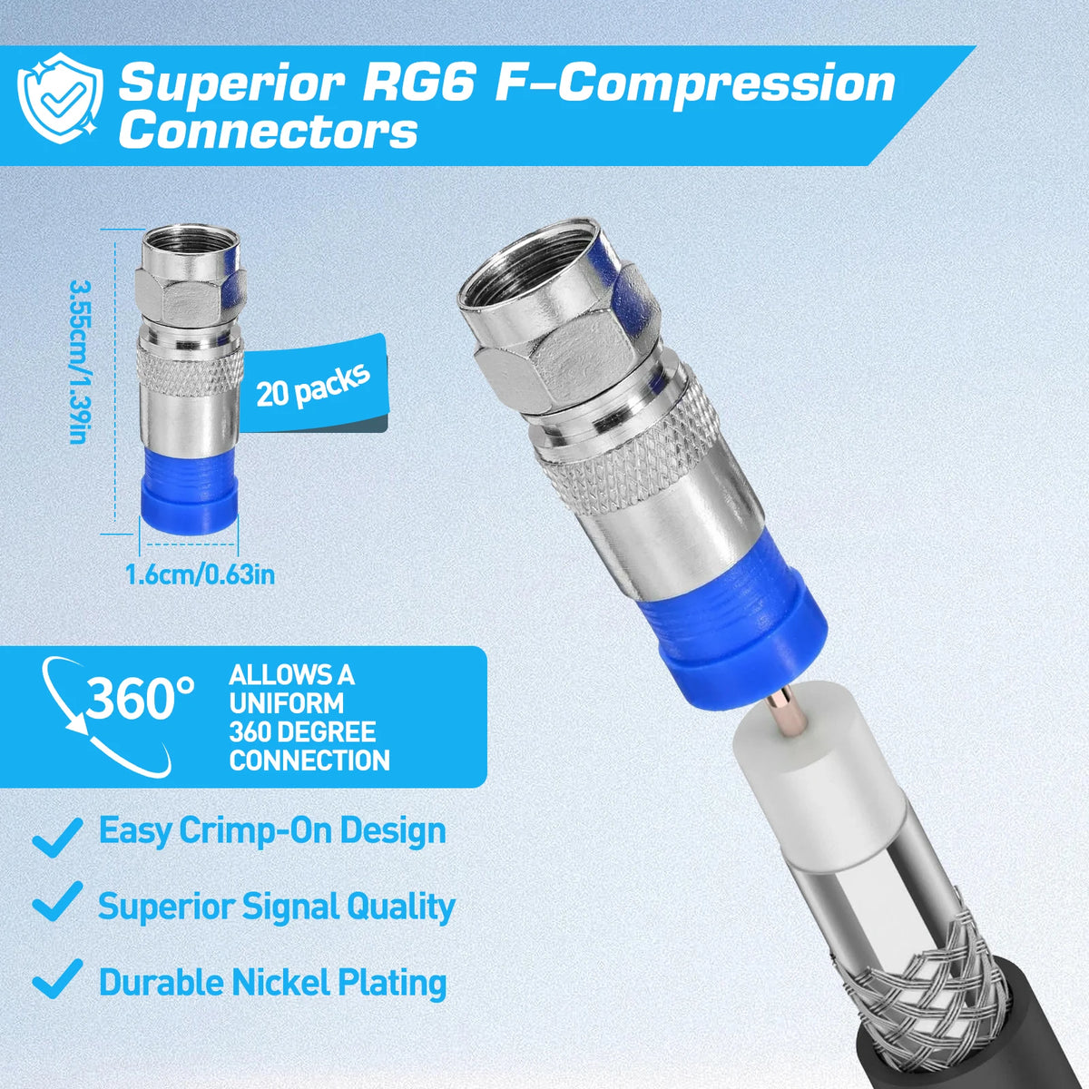 Coaxial Compression Tool Kit with RG6 Connectors