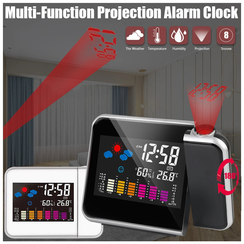 Projection Alarm Clock with Temperature and Humidity