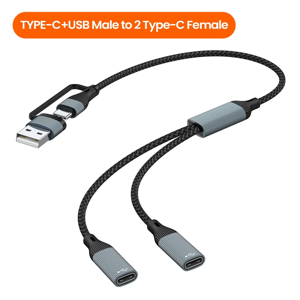 USB-keskitinkaapeli, jossa on 2 tai 3 USB-C-liitäntää