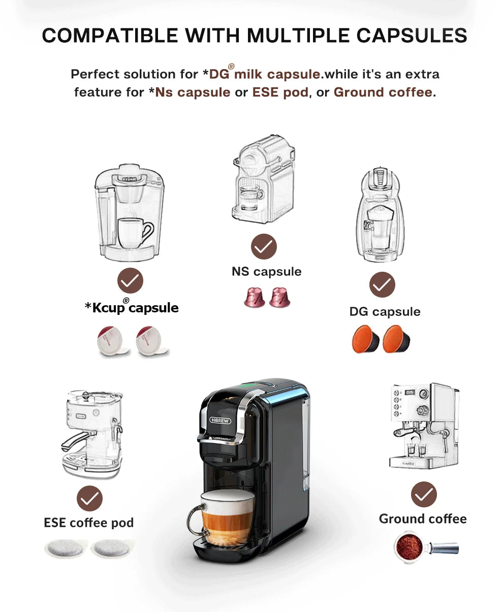 HiBREW Multiple Capsule Coffee Machine 5‑in‑1 Hot & Cold Brewing