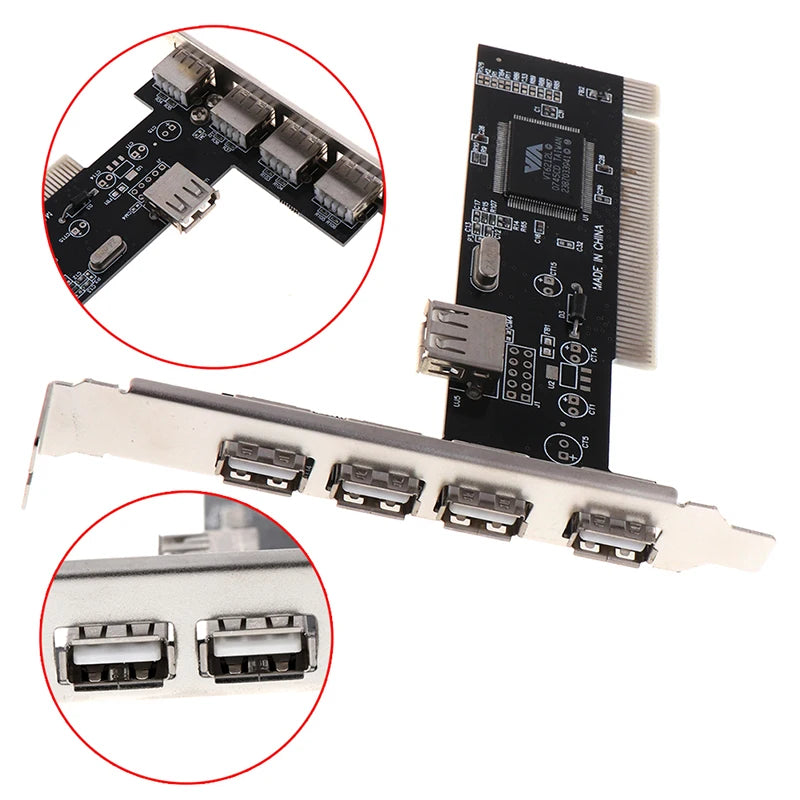 USB 2.0 PCI-utvidelseskort med fire eksterne porter